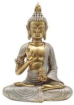 Meditating Buddha 88274 Gyan Mudra 8.5&quot; H Resin Gold Silver Robe - £23.36 GBP