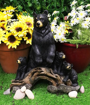 Ebros Large Rustic Forest Protective Mother Black Bear With 3 Bear Cubs Statue - £69.24 GBP