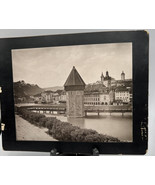 Photograph Lucerne Switzerland The Wasserturm Chapel Bridge Reuss River ... - £29.82 GBP