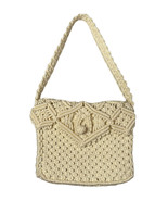 Vintage Boho Macrame Ivory Cream Crochet Woven Knit Hand Bag Purse Hippie - $28.70