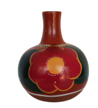 Large vintage redware flower &amp; bird themed jug - £31.57 GBP