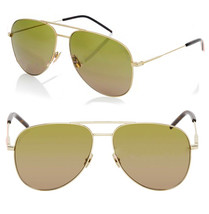 Saint Laurent Classic 11 Ysl 052 Gold Green Unisex Aviator Sunglasses 59mm SL11 - £243.96 GBP