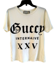 Women’s Authentic Gucci Pale Yellow Guccy Internaive XXV T-shirt Small (S) - $356.39