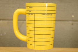 Yellow Ceramic Library Book Check Out Card Slip Form Coffee Cup by Out o... - $12.86