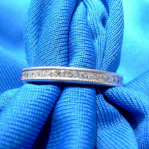 Earth mined Diamond Platinum Wedding Band Vintage Style Eternity Ring Si... - £1,736.20 GBP