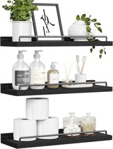 Floating Shelves For Wall Decor Bathroom Shelves Over Toilet,, Black, Set Of 3 - £25.40 GBP