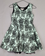 Knitworks Dress Girls Sz 14 Teal Black Velvet Floral Party Holiday Sleev... - $17.70