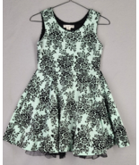 Knitworks Dress Girls Sz 14 Teal Black Velvet Floral Party Holiday Sleev... - £13.92 GBP