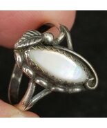 ANTIQUE NAVAJO ring Estate Sale! STERLING SILVER &amp; ABALONE women 925 siz... - $59.99