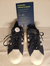 Adidas Superstar Vulc Shell Toe Shoes - Mens 10.5 BLUE/WHITE/GOLD PRINT/GUM Sole - £238.93 GBP