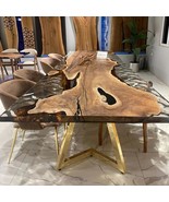 HANDI STONE Epoxy Square Table (Top and Base Both) Natural Wood Table, W... - $575.00