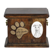 Urn for dog’s ashes with ceramic plate and description - Italian Greyhound, ART- - $99.00