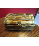 Camel Bone Brass Jewelry Box, BRASS DECOR ON COVER AND BODY RARE orig - $143.87 CAD