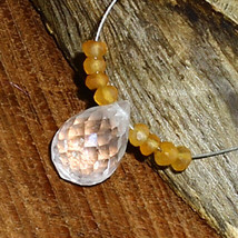 Crystal Quartz Faceted Drop Carnelian Beads Briolette Natural Loose Gems... - £2.09 GBP