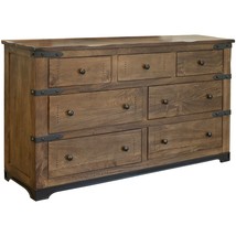 70" Brown and Black Solid Wood Seven Drawer Triple Dresser - $27,987.49 MXN