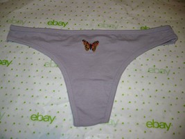 Rue 21 Women&#39;s Cotton Thong Panties MEDIUM Lavender W Embroidered Butterfly - £7.91 GBP