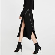 Zara Black Braided Stretch Leather High Heel Stilleto Peep Toe Boots Sz 35 - £49.06 GBP