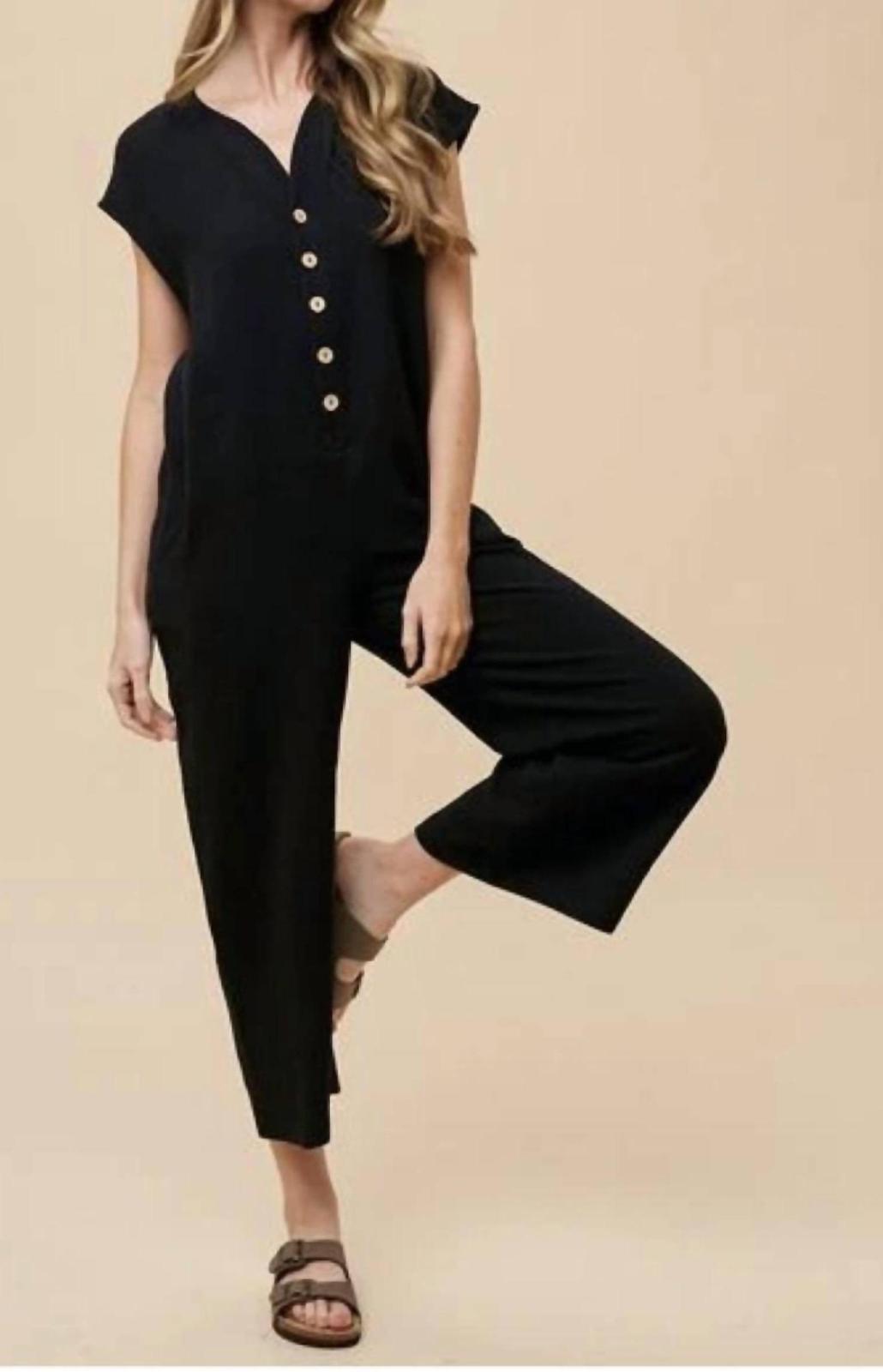 Anniewear cotton gauze button down jumpsuit size L - £29.78 GBP