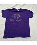 Gildan T-Shirt Purple Print Short Sleeve Crew Neck New Orleans Medium M - £14.08 GBP