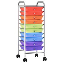 10-Drawer Mobile Storage Trolley Multicolour Plastic - £42.57 GBP