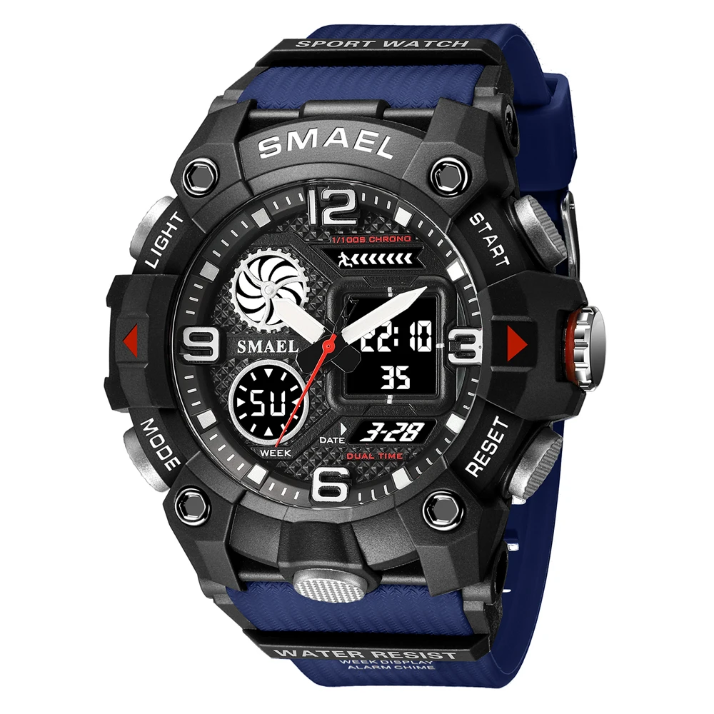 SMAEL Dual Time Display Watch for Men&#39;s Electronic  Wristwatch Male with Digital - £45.34 GBP