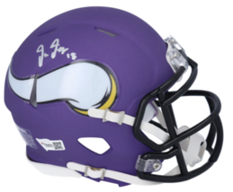 Justin Jefferson Autographed Minnesota Vikings Mini Speed Helmet Fanatics - £214.87 GBP