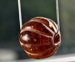 rare  vintage Hand crafted  glass lamp work  melon bead with chain #6339 - £13.24 GBP