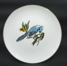 Neiman Marcus Blue Jay Dessert Plate Created by Fitz and Floyd Gold Trim - £10.21 GBP