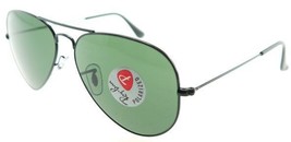 Rayban Aviator 3025 002/58 Black / Polarized Green Sunglasses Italy 58mm - £113.88 GBP