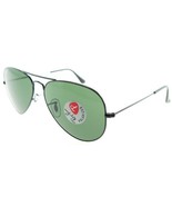 Rayban Aviator 3025 002/58 Black / Polarized Green Sunglasses Italy 58mm - £111.68 GBP