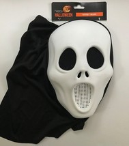 Halloween White Ghost Mask Scream Face Hooded Costume Ghostface Scary Cosplay - £14.61 GBP