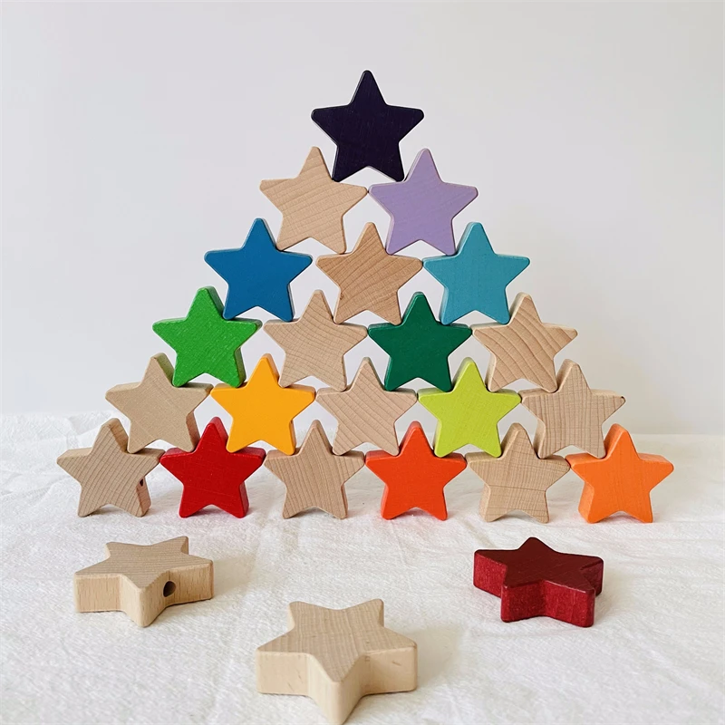 Wooden Star Wand Natural Rainbow Wand Kids Pretend Play Open Ended Toys  Kids - £30.20 GBP+
