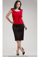 Tadashi Shoji Ruched &amp; Ruffled Silk Top Sz 4 Red - $73.92 CAD
