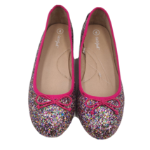 Cat And Jack Girls Glitter Ballet Flats Size 4 Slip On Shoes - £13.21 GBP