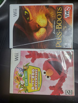 Lot Of 2 Wii Games :Sesame Street: Elmo&#39;s A-to-Zoo Adventure + Puss In Boots - $7.91