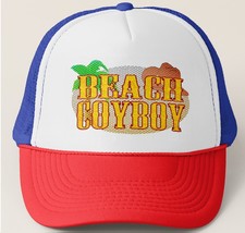Beach Coyboy Trucker Hat - Red White &amp; Blue - £14.97 GBP
