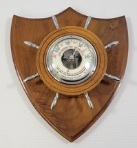 *B4)Vintage Frank Watrous Ship Wheel Barometer Weather Station Wall Moun... - $49.49