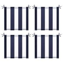 4PCS 15x15 Outdoor Patio Seat Cushion Replacement w/ Ties, Navy Striped - $1,387.87 MXN