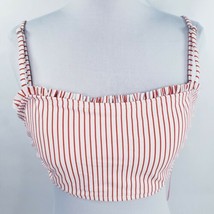 Xhilaration Bandeau Bikini Top Sz XL White Red Stripes Ruffle Removable Straps - £9.40 GBP