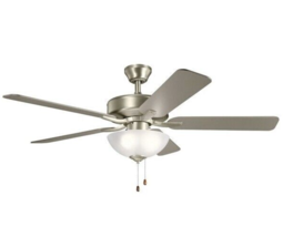52" Kichler Basics Pro Select LED Indoor Ceiling Fan 330017NI, Brushed Nickel - $96.98