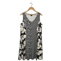 J Jill Wearever Collection Swing Tank Mixed Ditsy Floral Dress Black M - £27.12 GBP