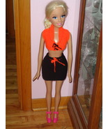 2013 Mattel Just Play Blonde Barbie 28&quot; Doll In Crocheted Set of Orange ... - £40.18 GBP