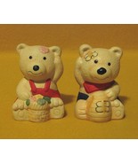 Teddy Bear Salt and Pepper Shakers with Flowers and Bees - $5.00