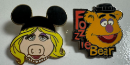 Lot of 2 Disney Miss Piggy Mickey Mouse Ears Hat Fozzie Bear Muppets Pins - £11.67 GBP
