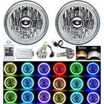 5-3/4&quot; RF RGB COB Color Change Halo Angel Eye Shift Headlamp LED Headlights Pair - £199.01 GBP