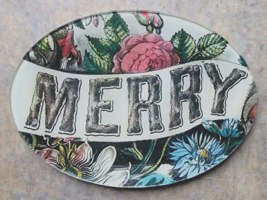 John Derian Company MERRY Oval  Glass Trinket Tray Made in USA 7&quot;x5&quot; SIGNED - £46.20 GBP