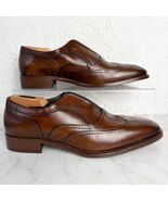 Johnston &amp; Murphy Cormac Mens 11 Wingtip Slip-On Shoes Cognac Italian Ca... - €56,64 EUR