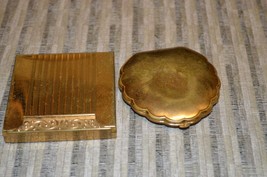 Lot of 2 Vintage gold colored Compacts - £14.38 GBP