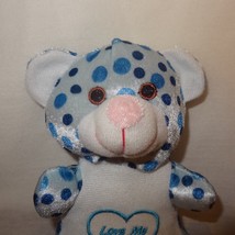 Love Me Teddy Bear Plush Stuffed Animal 7&quot; Blue Polka Dot Heart Kelly To... - £9.21 GBP