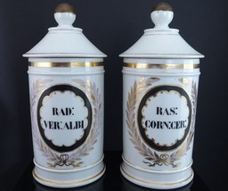 c1870 Old Paris Porcelain Apothecary Jars Pair - £348.31 GBP